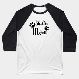 Sheltie Mom Black and White Graphic Design Baseball T-Shirt
